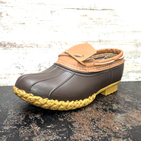 Mens L.L. Bean Duck Boots Sz 8 W Wide Used Brown Leather Muck Rubber Moc 2 - Picture 1 of 11
